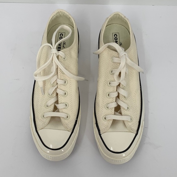 Converse Chuck Taylor low top canvas sneaker lace-up chevron ivory shoe new 10 - Picture 5 of 7